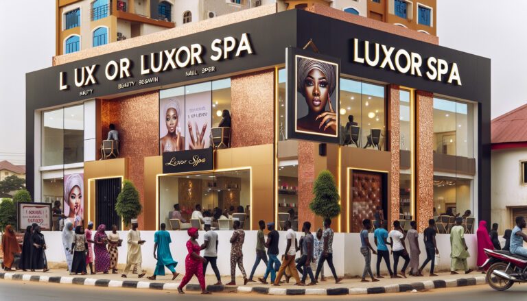 Modern Luxor Spa building with pedestrians outside