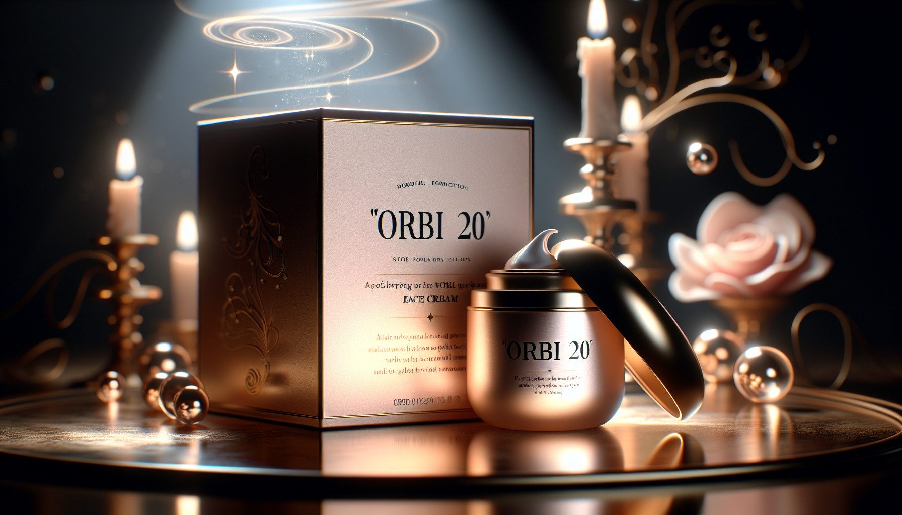 Luxury ORBI 20 face cream with candles