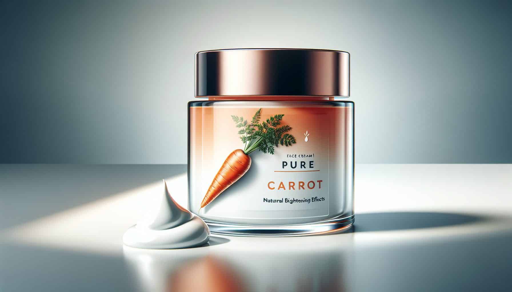 Jar of carrot brightening face cream with dollop
