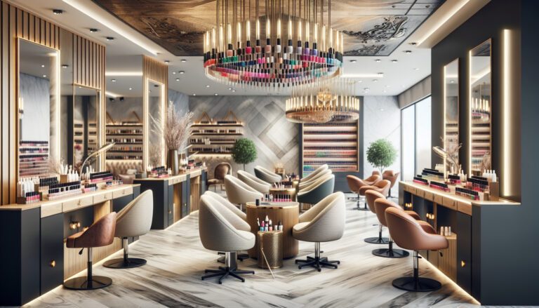 Luxurious modern nail salon with manicure stations