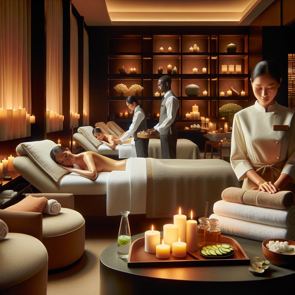 Luxury spa with candlelit massage treatment room