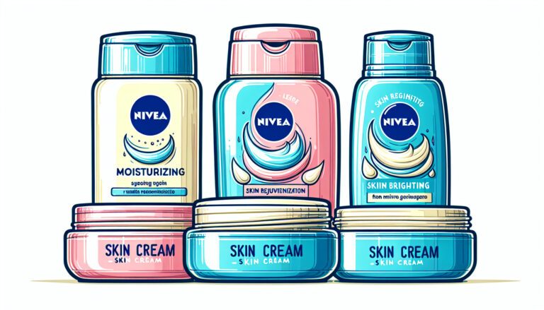 Illustrated Nivea skincare bottles and cream jars