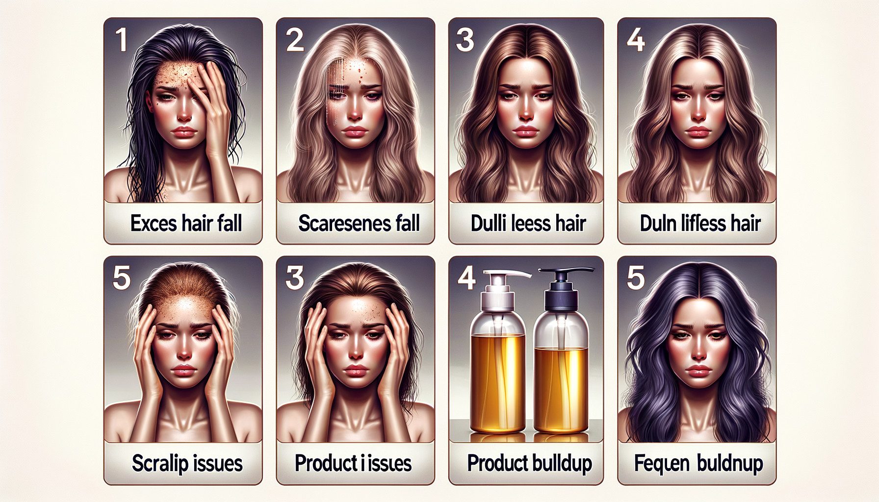 Infographic showing common hair problems and product buildup