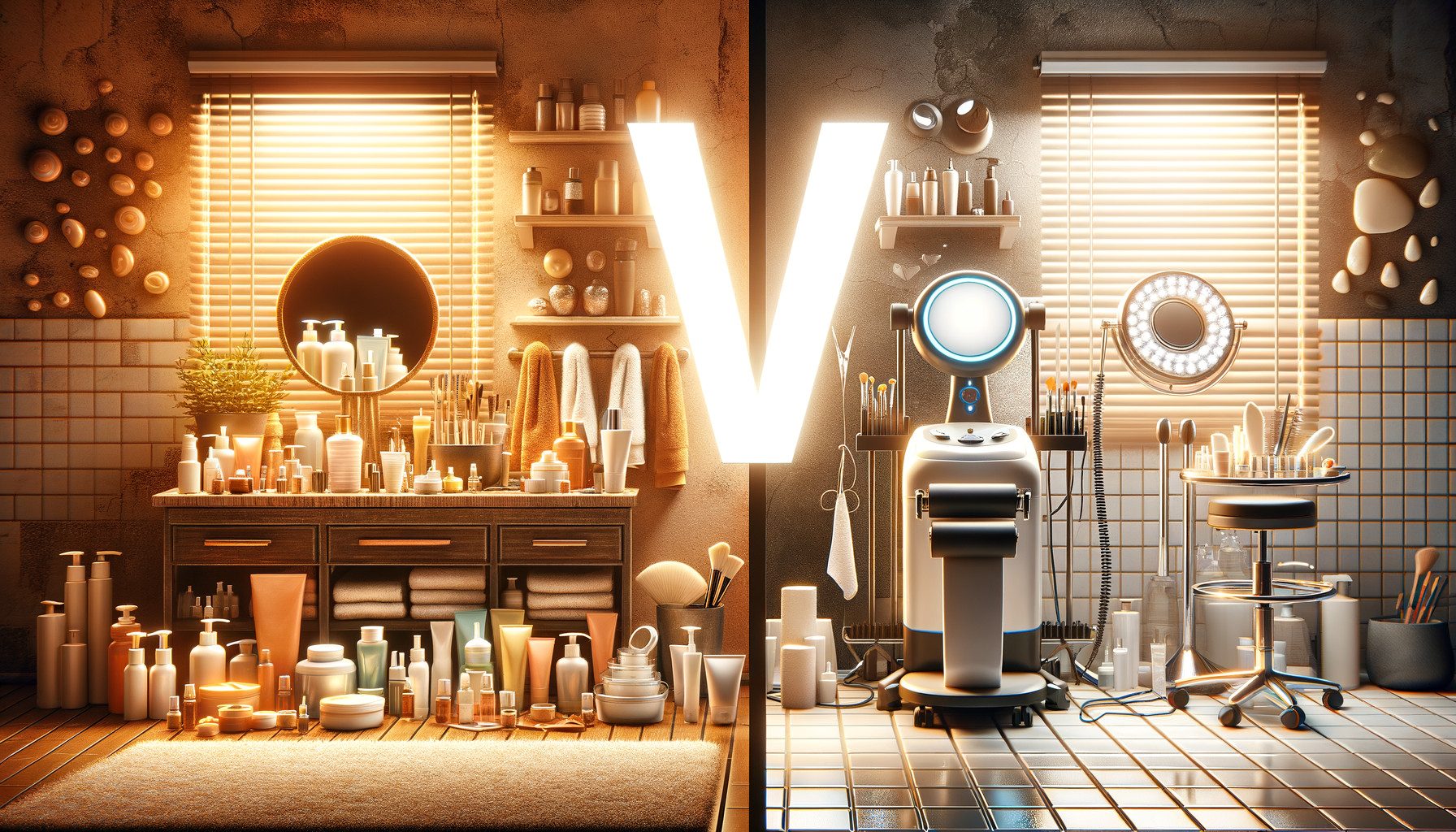 Home skincare versus professional beauty treatment comparison