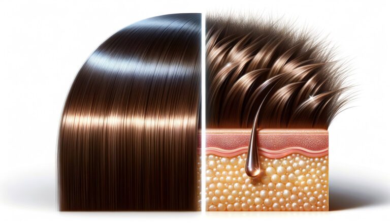 Comparison of smooth hair and damaged follicle cross-section