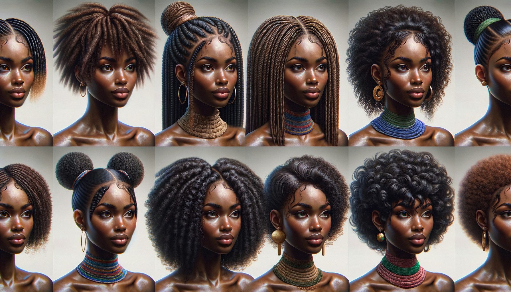 Collage of Black women with diverse braided hairstyles