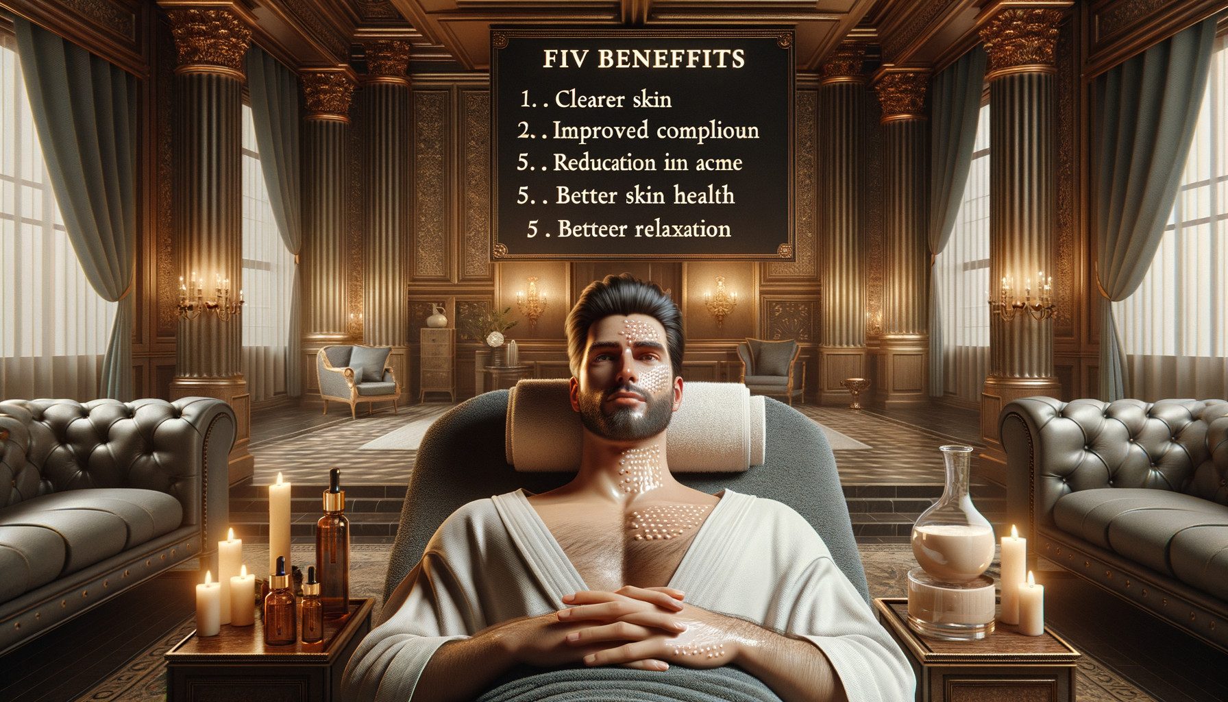 Man receiving facial treatment in luxurious spa room