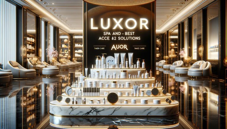 Luxury spa interior with skincare product display