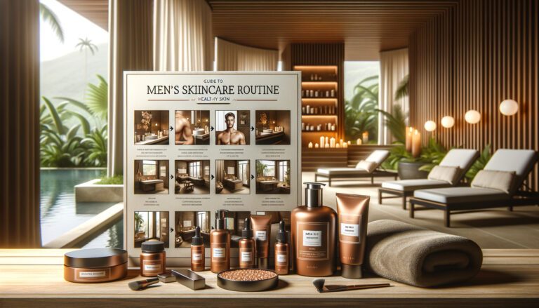 Men's skincare products and routine guide in spa