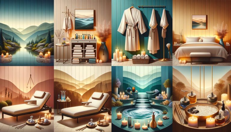 Serene spa interior with massage tables and candles