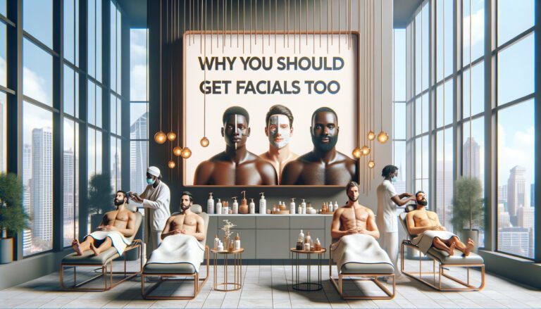 Men receiving facials in modern city spa
