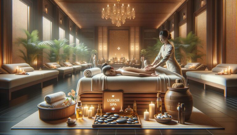 Woman receiving massage in luxurious candlelit spa