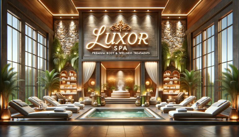 Luxury spa interior with pool and loungers