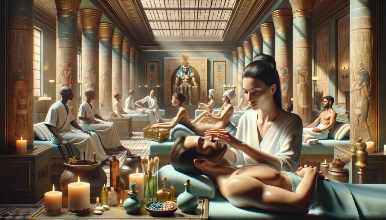 Ancient Egyptian spa with massage and beauty treatments