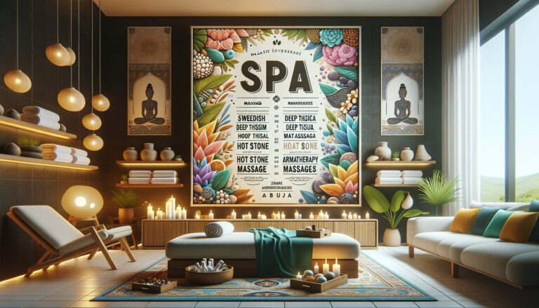 Serene spa interior with massage table and candles