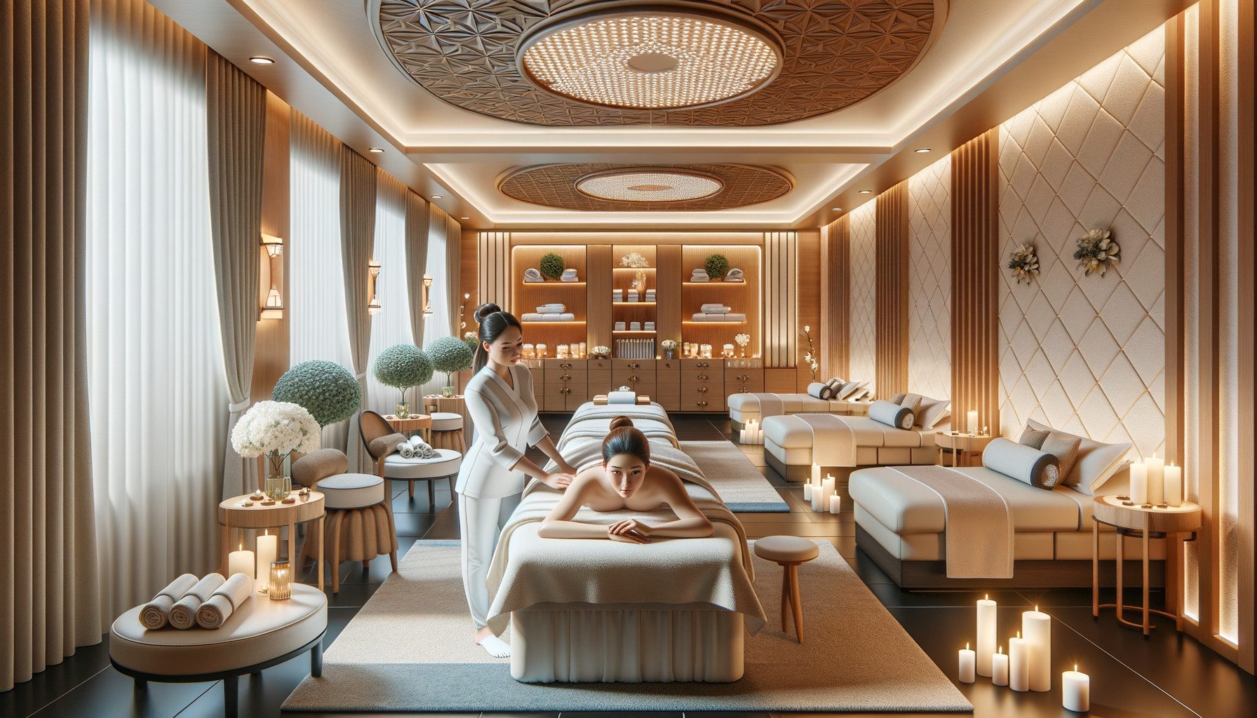 Luxury spa therapist giving relaxing massage treatment