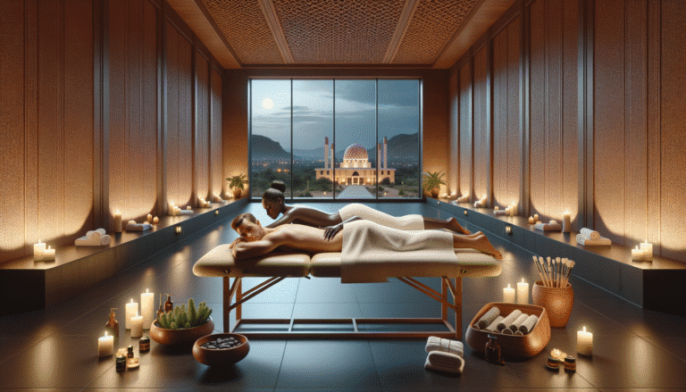 Luxury spa massage with mosque view at night