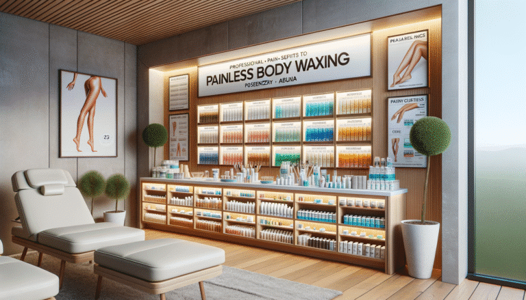 Modern salon interior advertising painless body waxing services