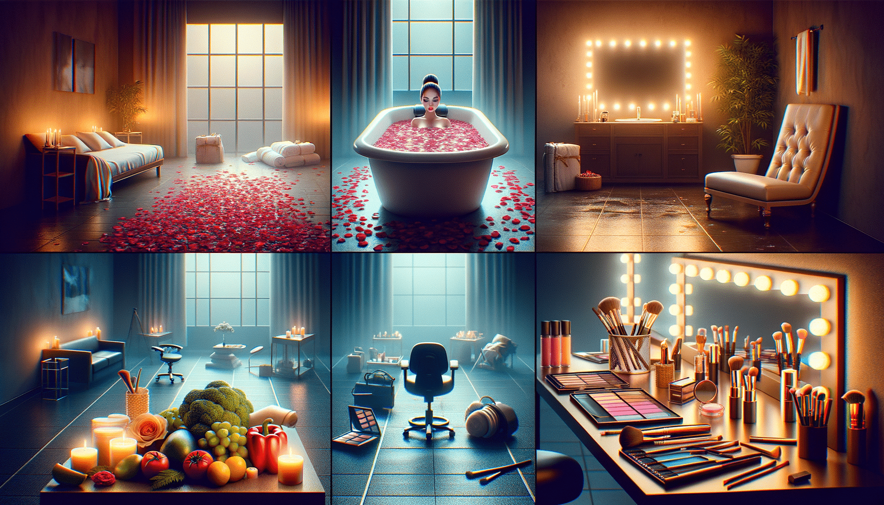 Luxury spa and beauty studio with rose bath