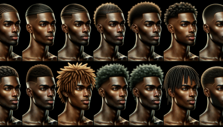 Black male model showcasing various modern hairstyles