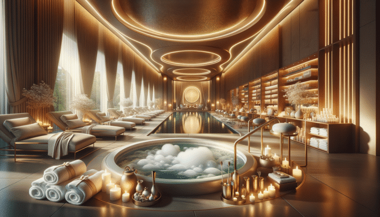 Luxurious spa interior with hot tub and pool