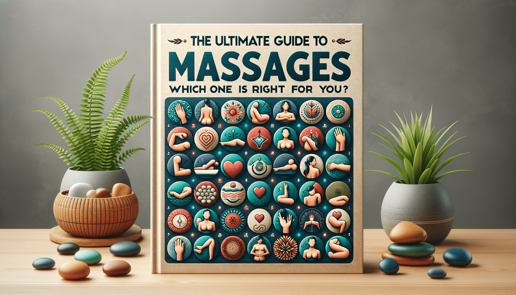 Book titled Ultimate Guide to Massages on table