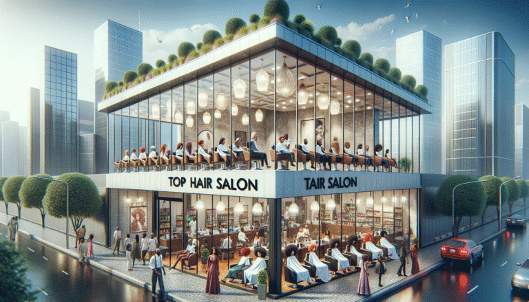 Modern glass rooftop hair salon in city centre