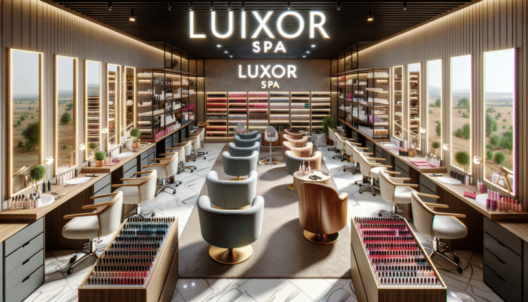 Luxury nail salon interior with manicure stations