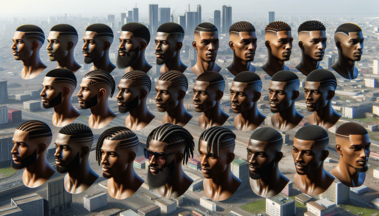3D male heads showcasing various modern hairstyles