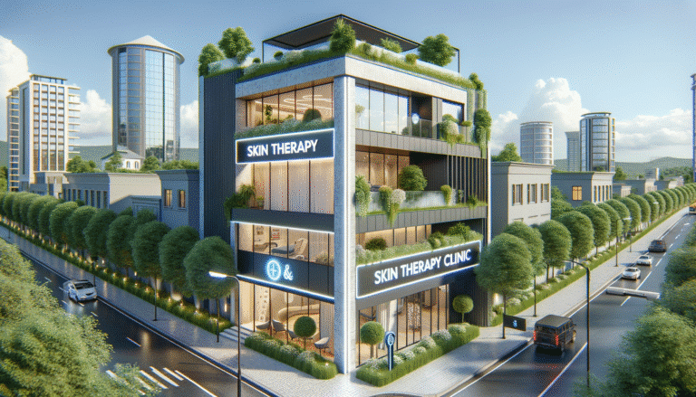 Modern skin therapy clinic with rooftop garden