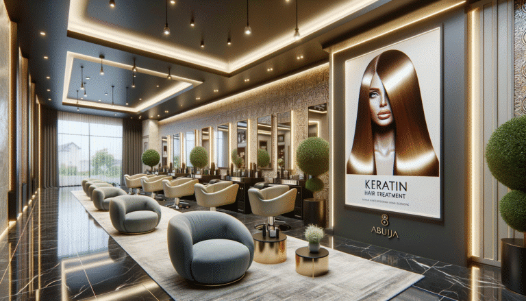 Luxury hair salon interior with keratin treatment poster