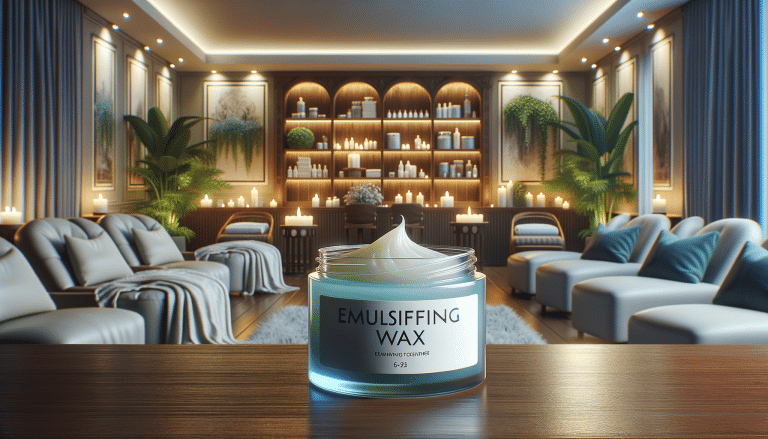 Jar of emulsifying wax in luxury spa setting