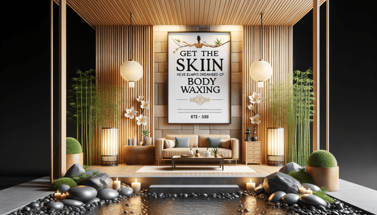 Serene spa interior with body waxing advertisement poster