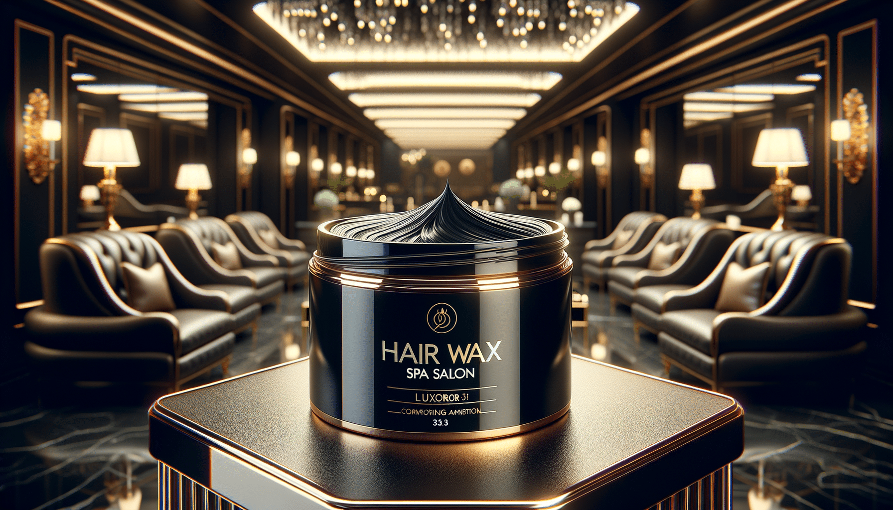 Luxury hair wax jar in elegant salon interior