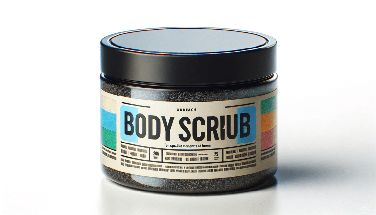 Jar of body scrub with black lid