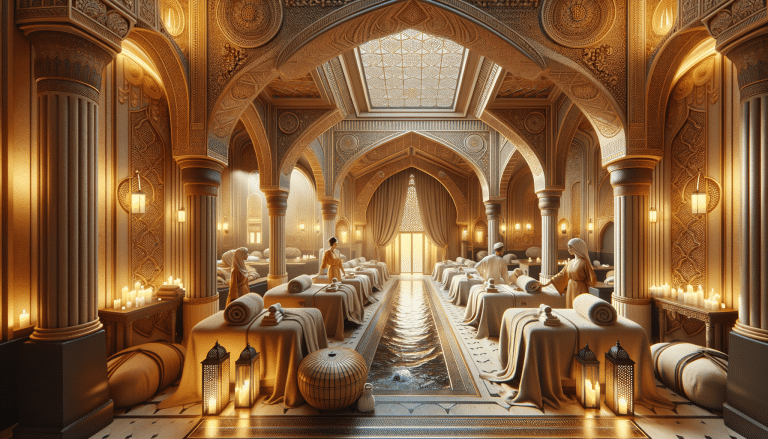 Luxurious Middle Eastern hammam spa with massage tables