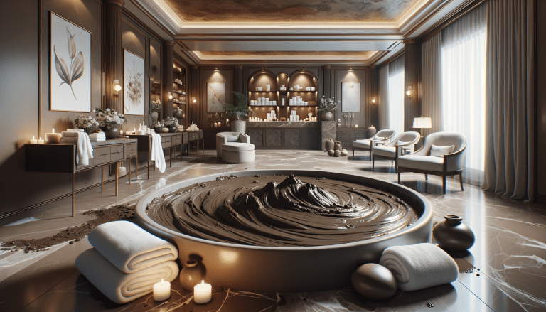 Luxury spa interior with large therapeutic mud bath