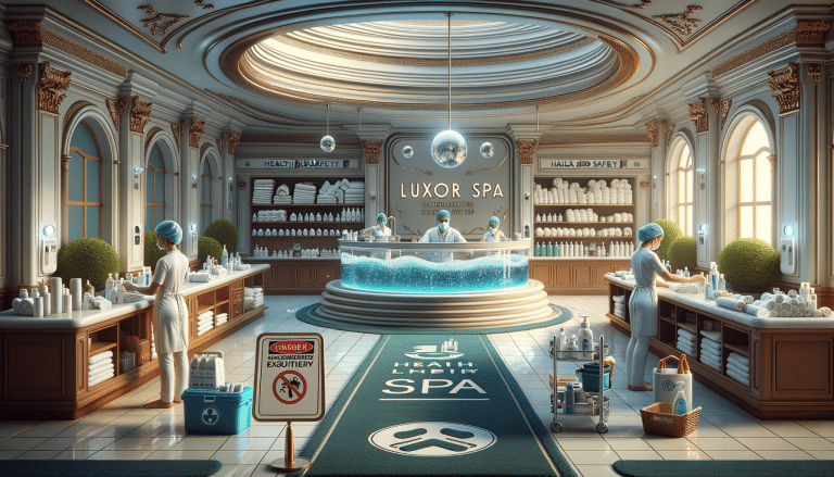 Luxury spa interior with staff following health measures