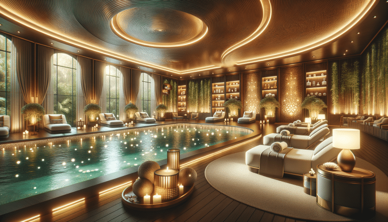 Luxurious indoor spa with pool and loungers