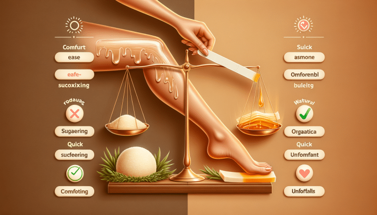 Illustration comparing sugaring and waxing hair removal methods