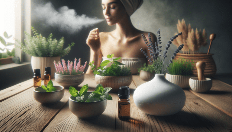 Woman enjoying herbal steam facial with essential oils