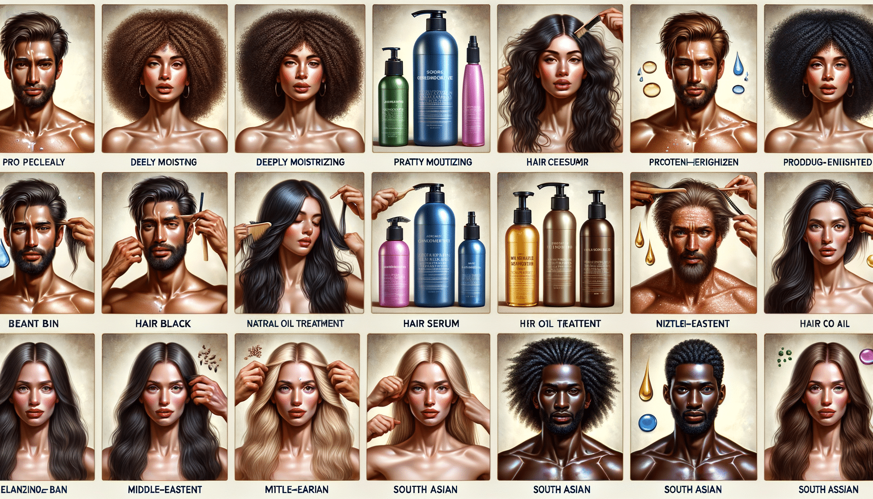 Collage of diverse models and hair care products