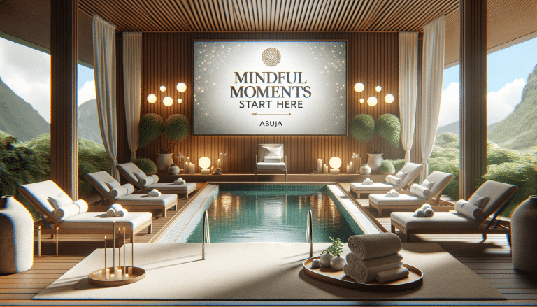 Luxury spa pool with loungers and Abuja sign