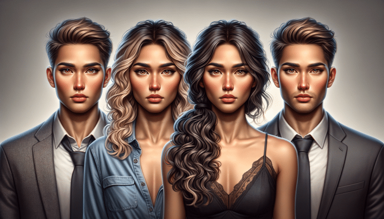 Four stylised portraits of androgynous fashion models