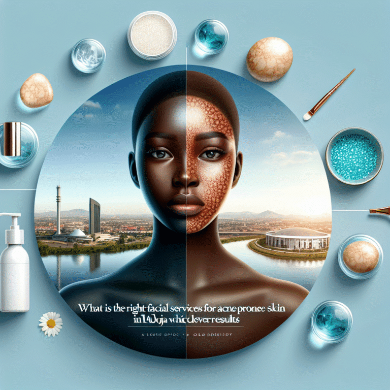 Split-face acne treatment concept with skincare products