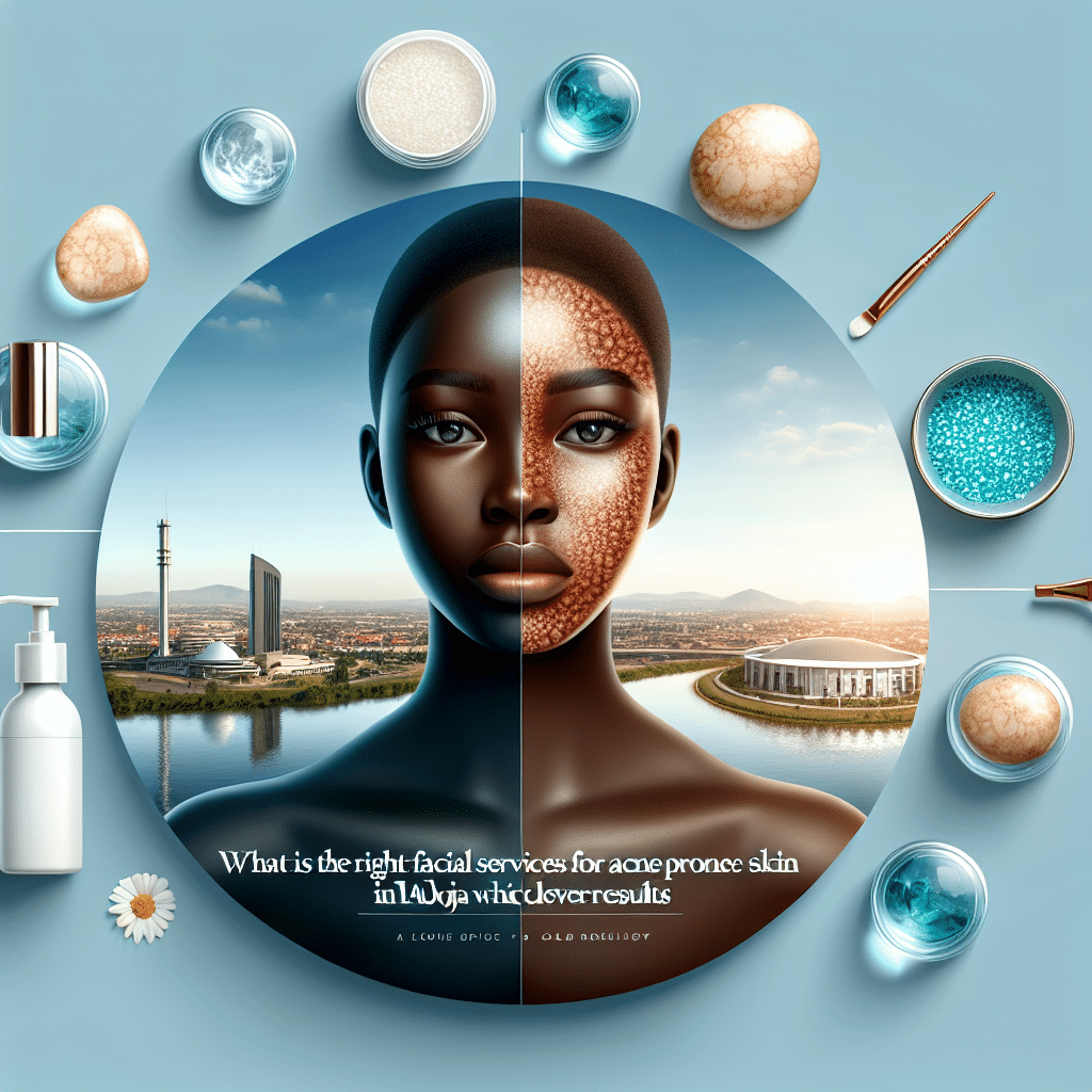 Split-face acne treatment concept with skincare products