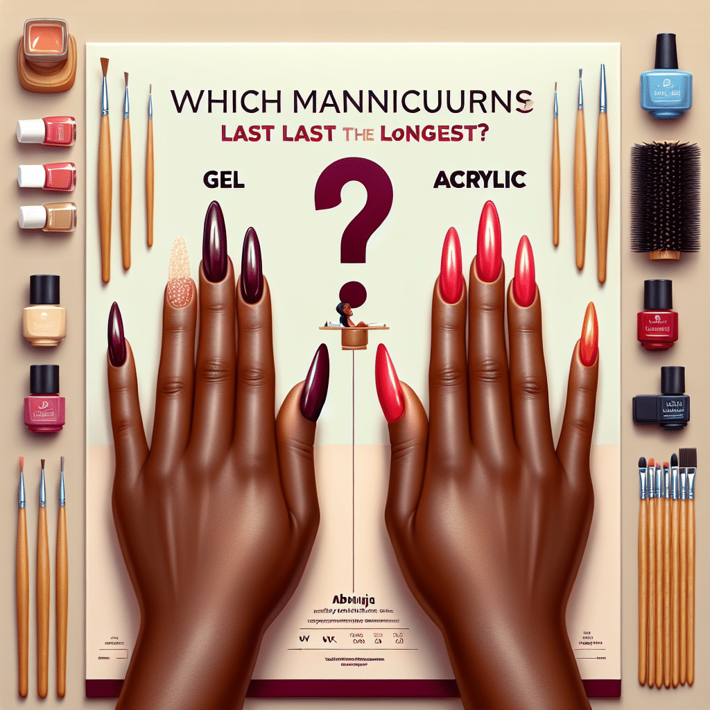 Poster comparing gel and acrylic manicures with hands