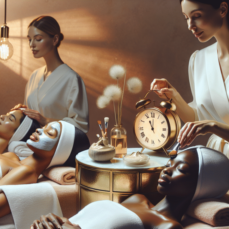 Women receiving relaxing facial treatments in spa setting