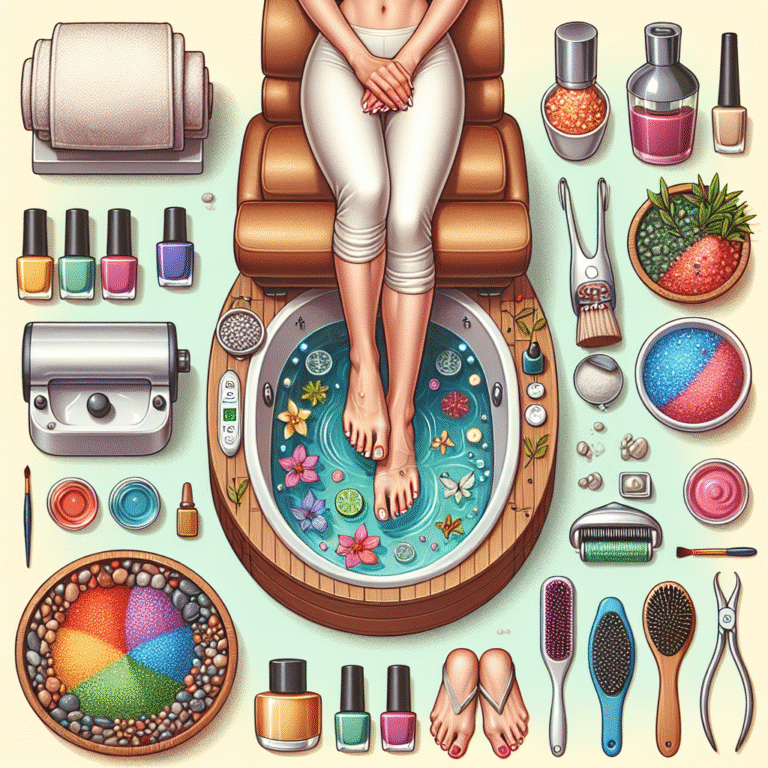 Woman enjoying pedicure with decorative foot spa bath