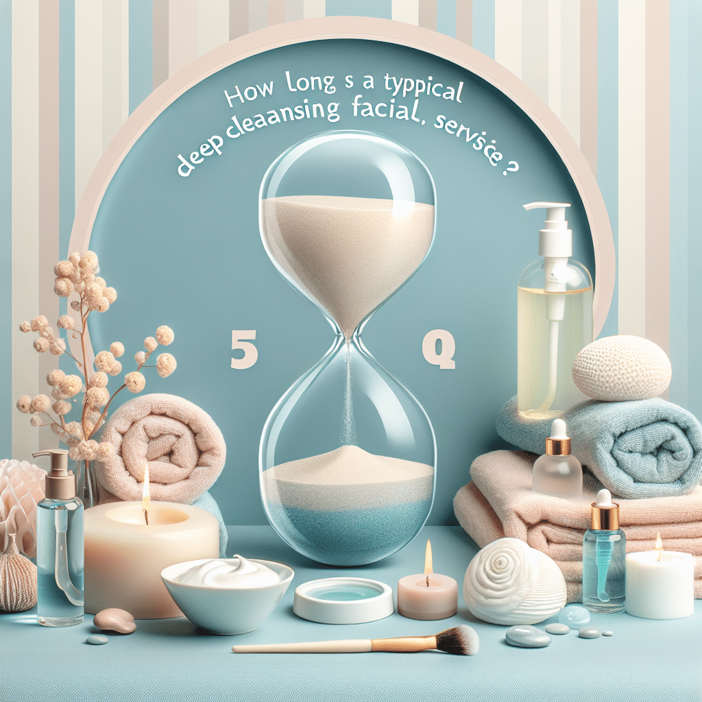 Hourglass and spa products showing facial treatment duration
